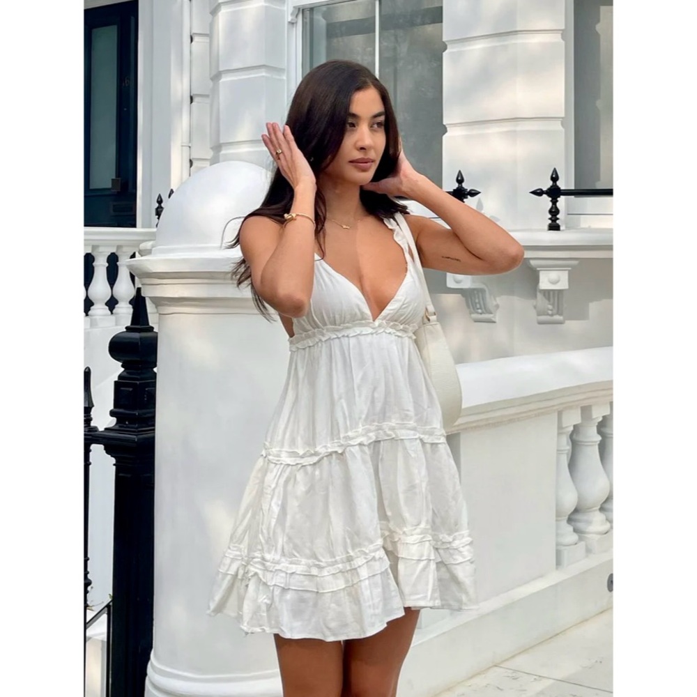 Princess Polly Romeo Tiered Ruffle Mini Dress in White